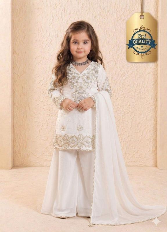 EXCLUSIVE AND TRENDY OC 247 Georgette White Wholesale kurti suppliers for kids